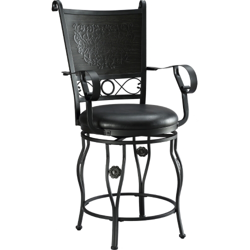 Ellie Big & Tall Counter Stool in Metal & Black Leatherette